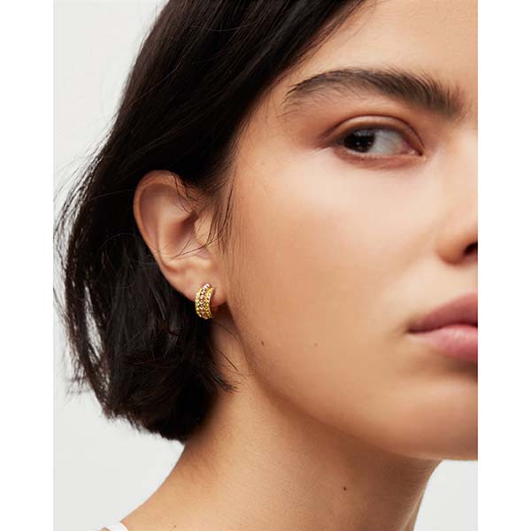 Allsaints Australia Womens Zaria Studded Small Hoop Earring Brass/Yellow AU28-940